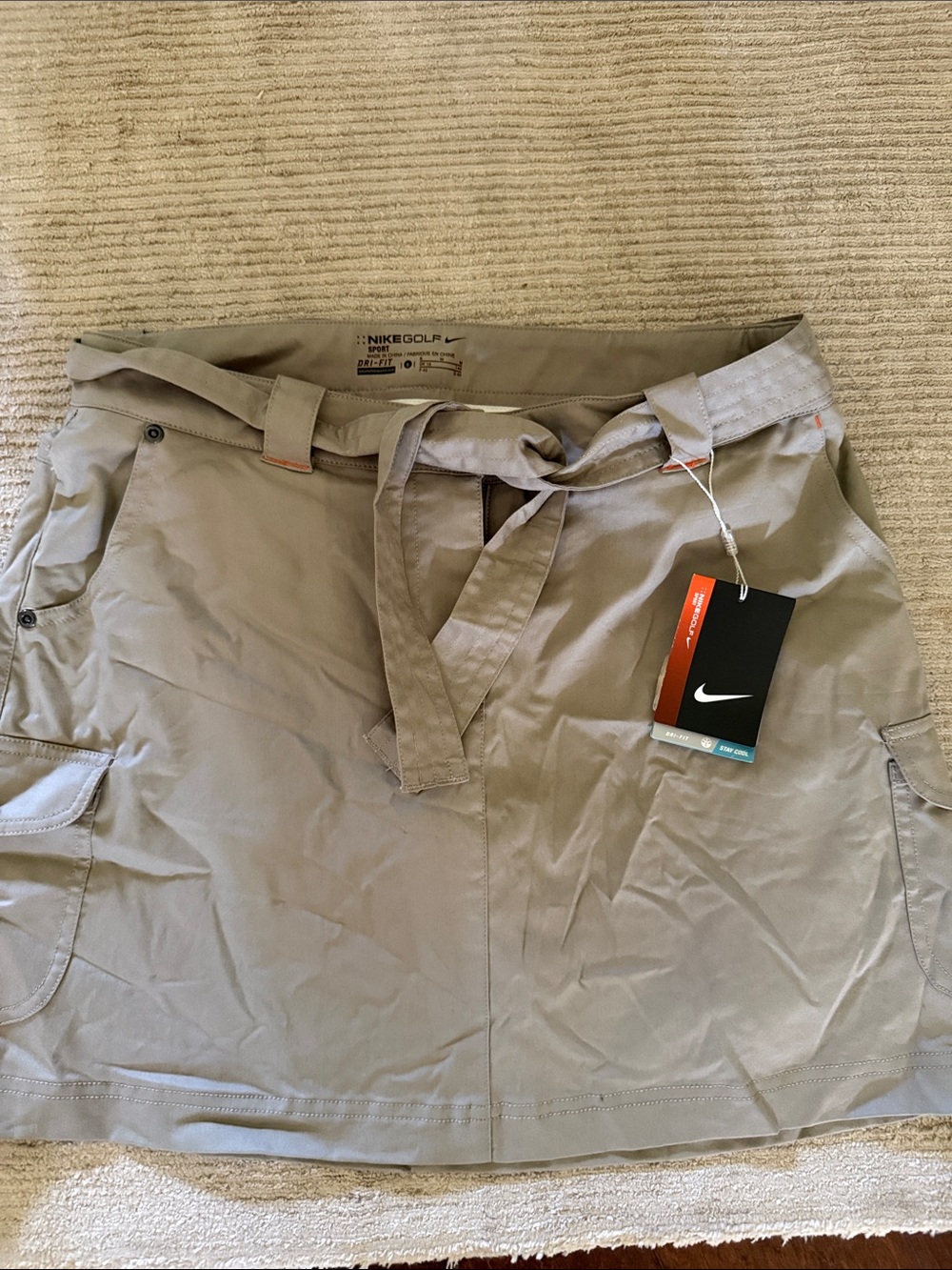 Nike Khaki/Taupe Golf Skort with Tie Waist